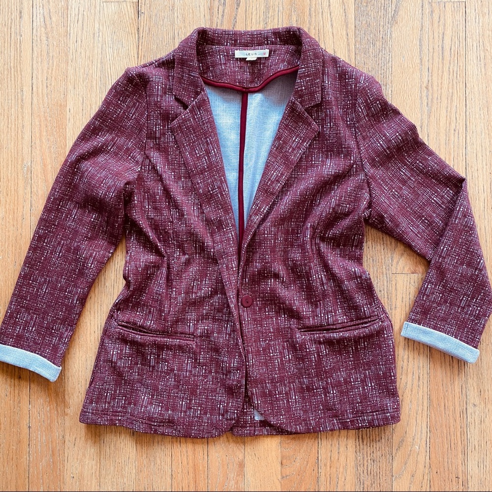 Burgundy Knit Blazer